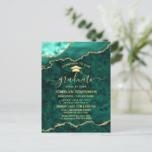 Modern Golden Green Graduation Party Invitation Briefkaart (Staand voorkant)