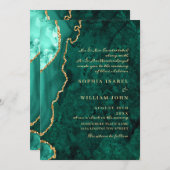 Modern Golden Green Marble Agate Wedding Kaart (Voorkant / Achterkant)
