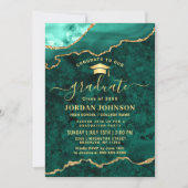 Modern Golden Green Marble Graduation Party Kaart (Voorkant)