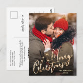 Modern Golden Holiday PHOTO kerstgroet Briefkaart (Voorkant / Achterkant)