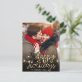 Modern Golden Holiday PHOTO kerstgroet Briefkaart (Staand voorkant)