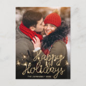 Modern Golden Holiday PHOTO kerstgroet Briefkaart (Voorkant)