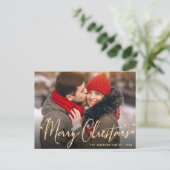 Modern Golden Holiday PHOTO kerstgroet Briefkaart (Staand voorkant)
