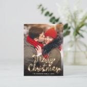 Modern Golden Holiday PHOTO kerstgroet Briefkaart (Staand voorkant)