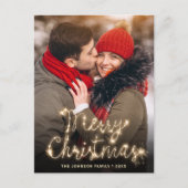 Modern Golden Holiday PHOTO kerstgroet Briefkaart (Voorkant)