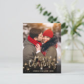 Modern Golden Holiday PHOTO kerstgroet Briefkaart (Staand voorkant)