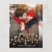 Modern Golden Holiday PHOTO kerstgroet Briefkaart (Voorkant)