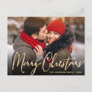 Modern Golden Holiday PHOTO kerstgroet Briefkaart