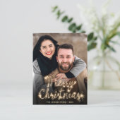 Modern Golden Holiday PHOTO kerstgroet Briefkaart (Staand voorkant)