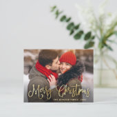 Modern Golden Holiday PHOTO kerstgroet Briefkaart (Staand voorkant)