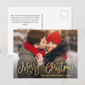 Modern Golden Holiday PHOTO kerstgroet Briefkaart (Voorkant / Achterkant)