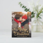 Modern Golden Holiday PHOTO kerstgroet Briefkaart (Staand voorkant)