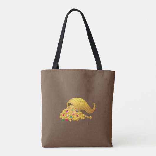 Modern Golden Horn of Plenty op Brown Tote Bag (Achterkant)