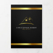 Modern Golden House Logo onroerend goed Drieluik Kaart (Cover)