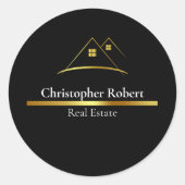 Modern Golden House Logo onroerend goed Ronde Sticker (Voorkant)