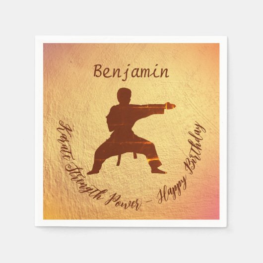 Modern Golden Karate Martial Arts Happy Birthday Servet (Voorkant)