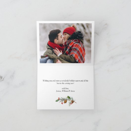 Modern Golden Kerstmis 3 PHOTO-groet Feestdagen Kaart (Binnen)