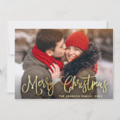 Modern Golden Kerstmis 3 PHOTO-groet Feestdagenkaart (Voorkant)