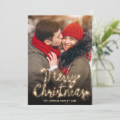 Modern Golden Kerstmis 3 PHOTO-groet Feestdagenkaart (Staand voorkant)