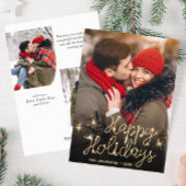 Modern Golden Kerstmis 3 PHOTO-groet Feestdagenkaart