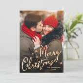 Modern Golden Kerstmis 5 PHOTO Greeting Holiday C Feestdagenkaart (Staand voorkant)