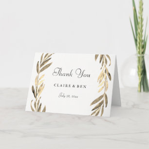 Modern Golden Leaf Wedding Bedankt