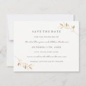 Modern Golden Leaf Wedding Save the Date (Voorkant)