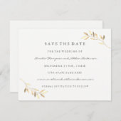 Modern Golden Leaf Wedding Save the Date (Voorkant / Achterkant)