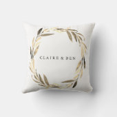 Modern Golden Leaf Wreath Wedding Engagement Party Kussen (Achterkant)