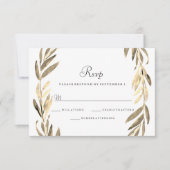Modern Golden Leaf Wreath Wedding RSVP (Voorkant)