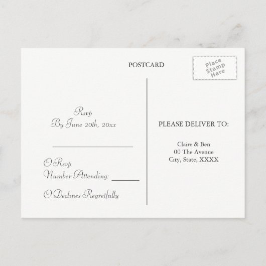 Modern Golden Leaf Wreath Wedding RSVP Briefkaart (Achterkant)