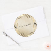 Modern Golden Leaf Wreath Wedding Sticker (Envelop)