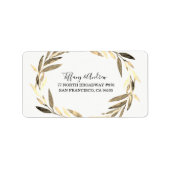 Modern Golden Leaf WreatReturn Address Label (Voorkant)