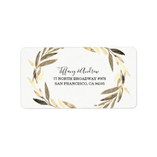 Modern Golden Leaf WreatReturn Address Label