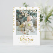 Modern Golden Merry Christmas Photo Baby (Staand voorkant)