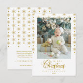 Modern Golden Merry Christmas Photo Baby (Voorkant / Achterkant)