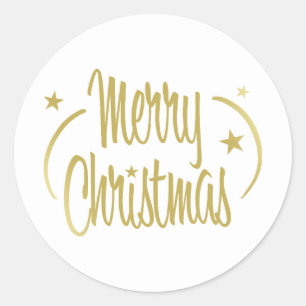 Modern Golden Merry Kerstmis Ronde Sticker