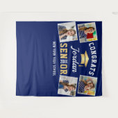 Modern Golden Navy Afstuderen Foto Booth Backdrop Wandkleed (Voorkant (horizontaal))