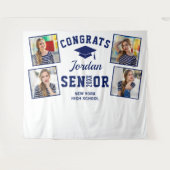 Modern Golden Navy Afstuderen Foto Booth Backdrop Wandkleed (Voorkant (horizontaal))