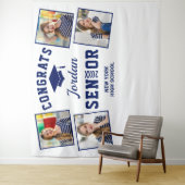 Modern Golden Navy Afstuderen Foto Booth Backdrop Wandkleed (In situ)