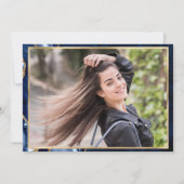 Modern Golden Navy Blue Marble Graduation Party Kaart (Achterkant)