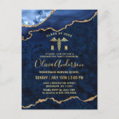Modern Golden Navy Blue RN Graduation Party Aankondigingskaart (Voorkant)