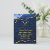 Modern Golden Navy Blue RN Graduation Party Aankondigingskaart (Staand voorkant)