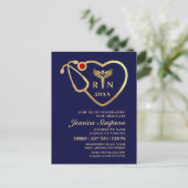 Modern Golden Navy Nursing Afstuderen Invitation Briefkaart (Staand voorkant)