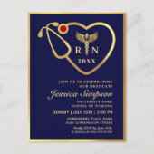 Modern Golden Navy Nursing Afstuderen Invitation Briefkaart (Voorkant)