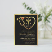 Modern Golden Nursing Graduation Party Invitation Briefkaart (Staand voorkant)