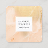 Modern Golden Peach Marble Pattern Vierkante Visitekaartje (Voorkant)