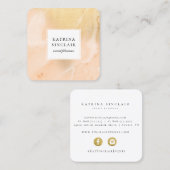 Modern Golden Peach Marble Pattern Vierkante Visitekaartje (Voorkant / Achterkant)