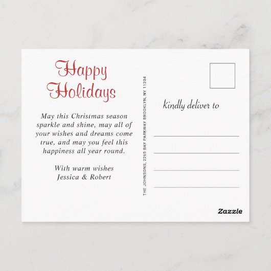 Modern Golden PHOTO-kerstgroet Briefkaart (Achterkant)