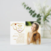 Modern Golden PHOTO Nursing Afstuderen Uitnodiging (Staand voorkant)